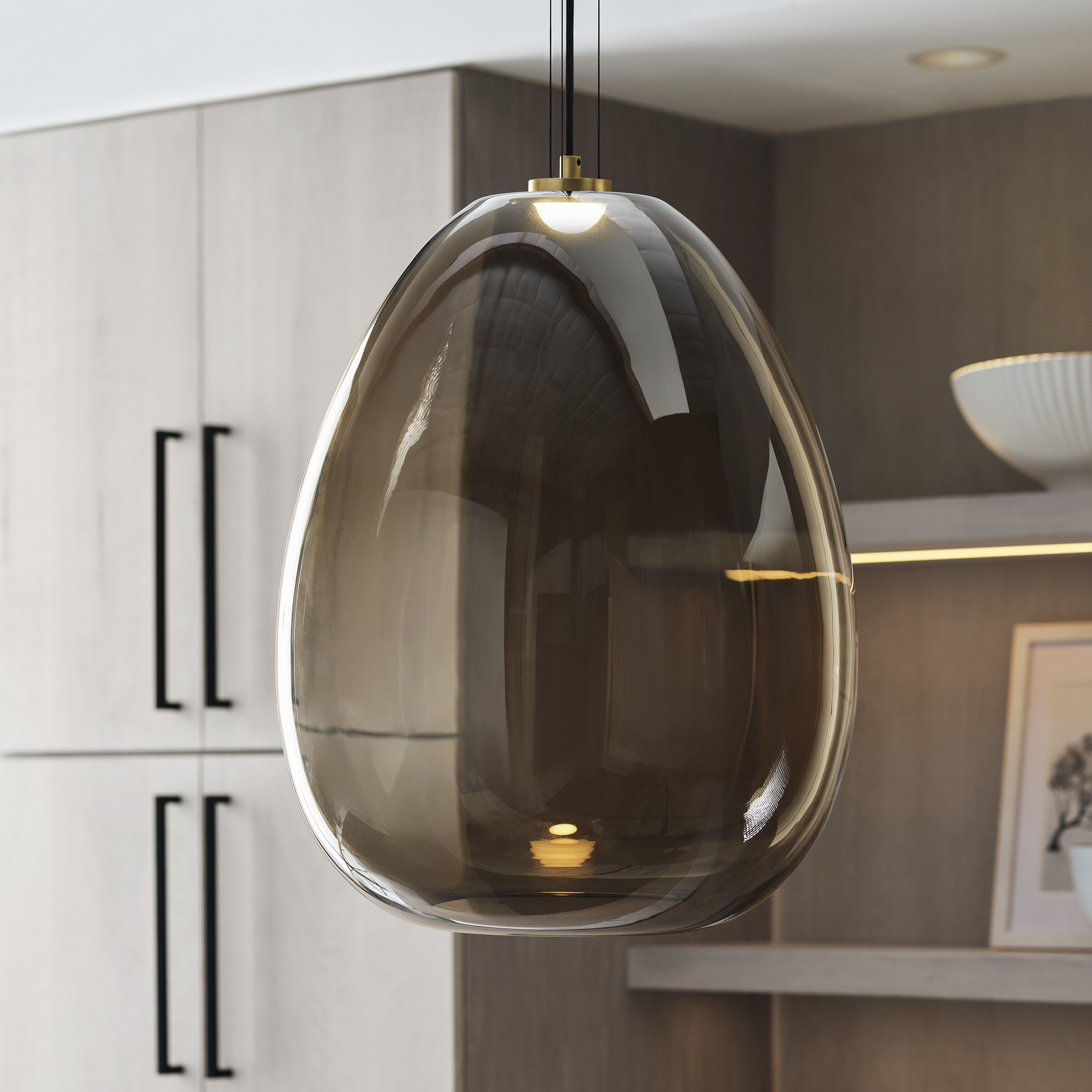 Sean Lavin Kapoor LED Clear/Natural Brass Pendant Ceiling Light, Integrated LED