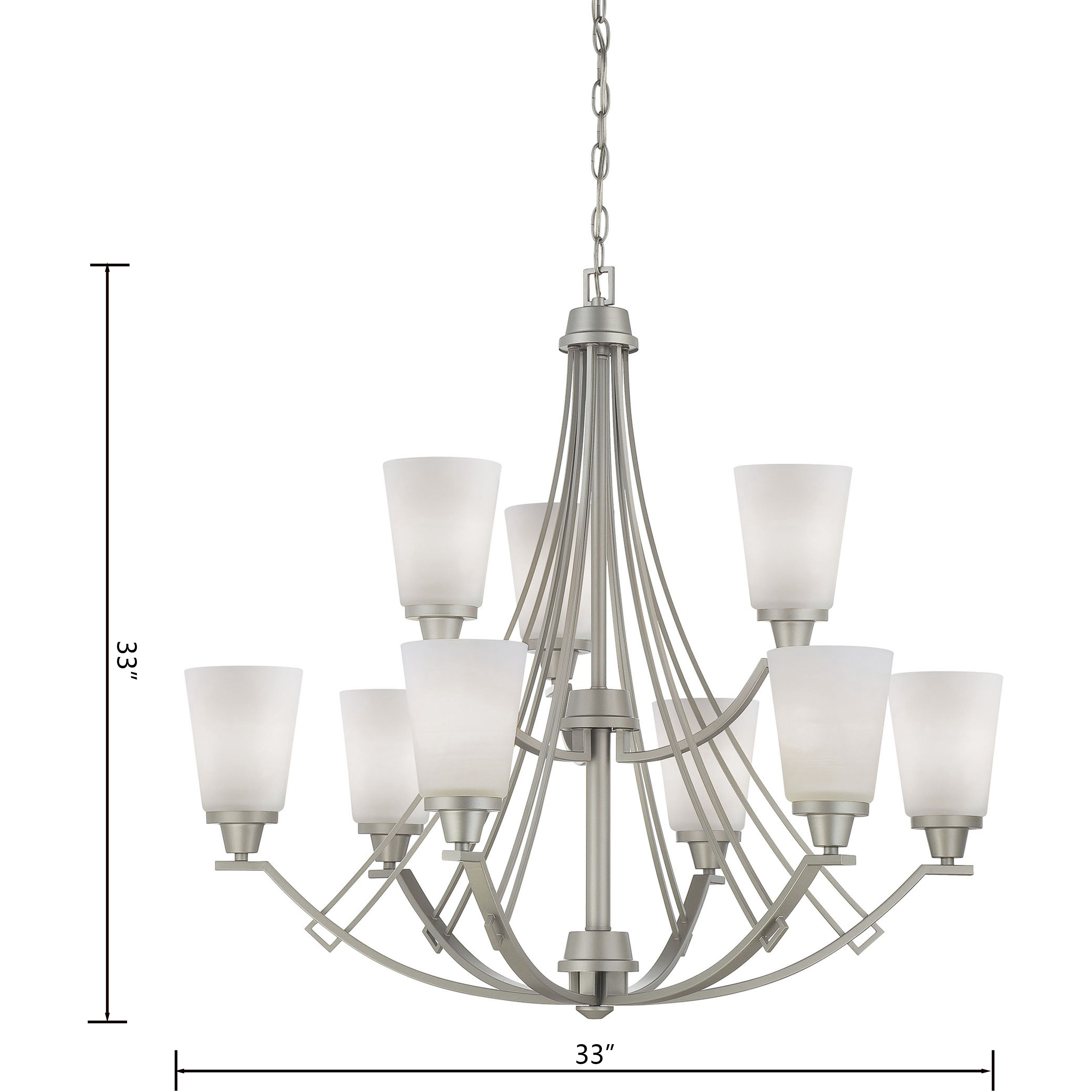Wright 9 Light 33 inch Matte Nickel Chandelier Ceiling Light