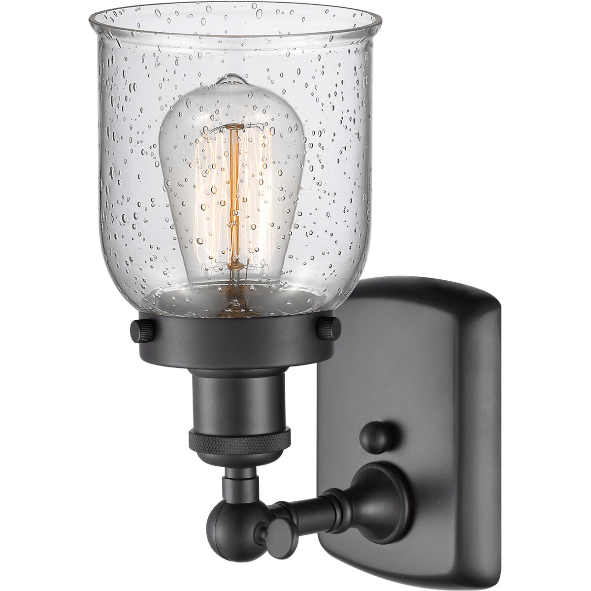 Ballston Small Bell 1 Light 5 inch Matte Black Sconce Wall Light in Seedy Glass, Ballston