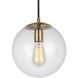Leo - Hanging Globe Pendant Ceiling Light in Satin Brass