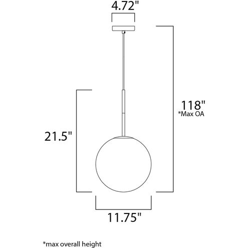 Vesper 1 Light 12 inch Satin Brass/Black Single Pendant Ceiling Light