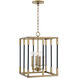 Bleeker 4 Light 13 inch Aged Brass and Black Foyer Ceiling Light