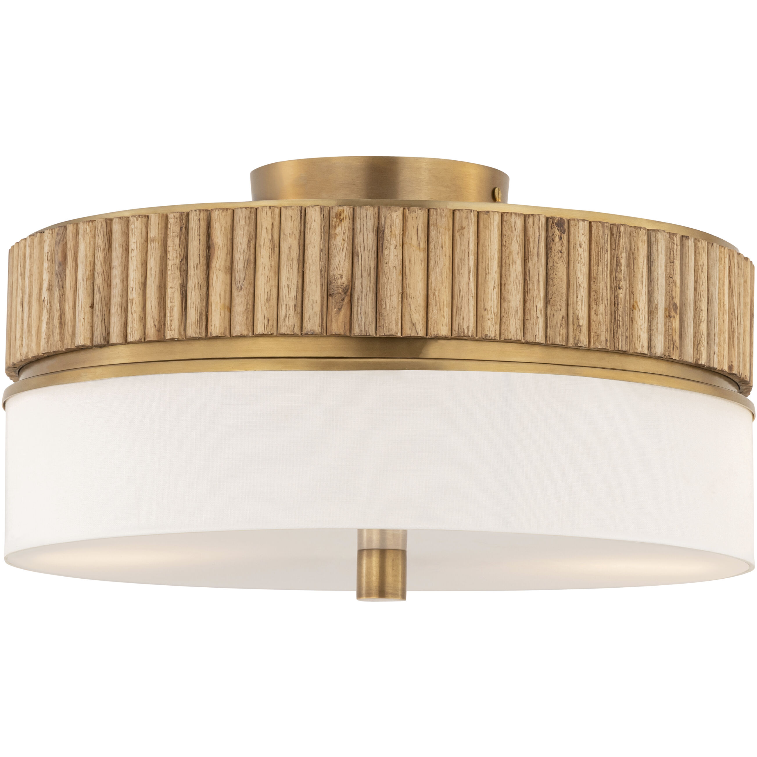 Nebri 3 Light 15 inch Legacy Brass Semi-Flush Mount Ceiling Light