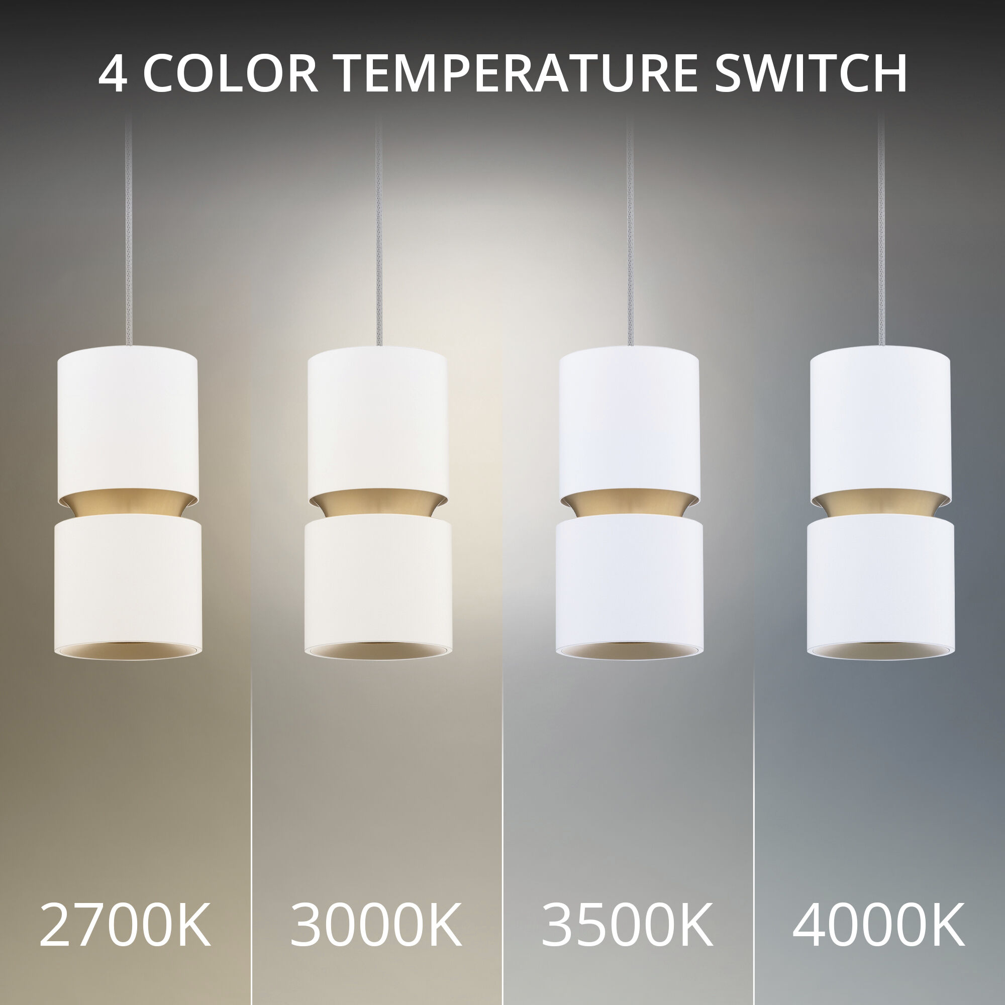 Pedistal LED 6 inch White Pendant Ceiling Light in 3000K, dweLED