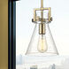 Newton Cone 1 Light 8 inch Brushed Brass Mini Pendant Ceiling Light in Seedy Glass