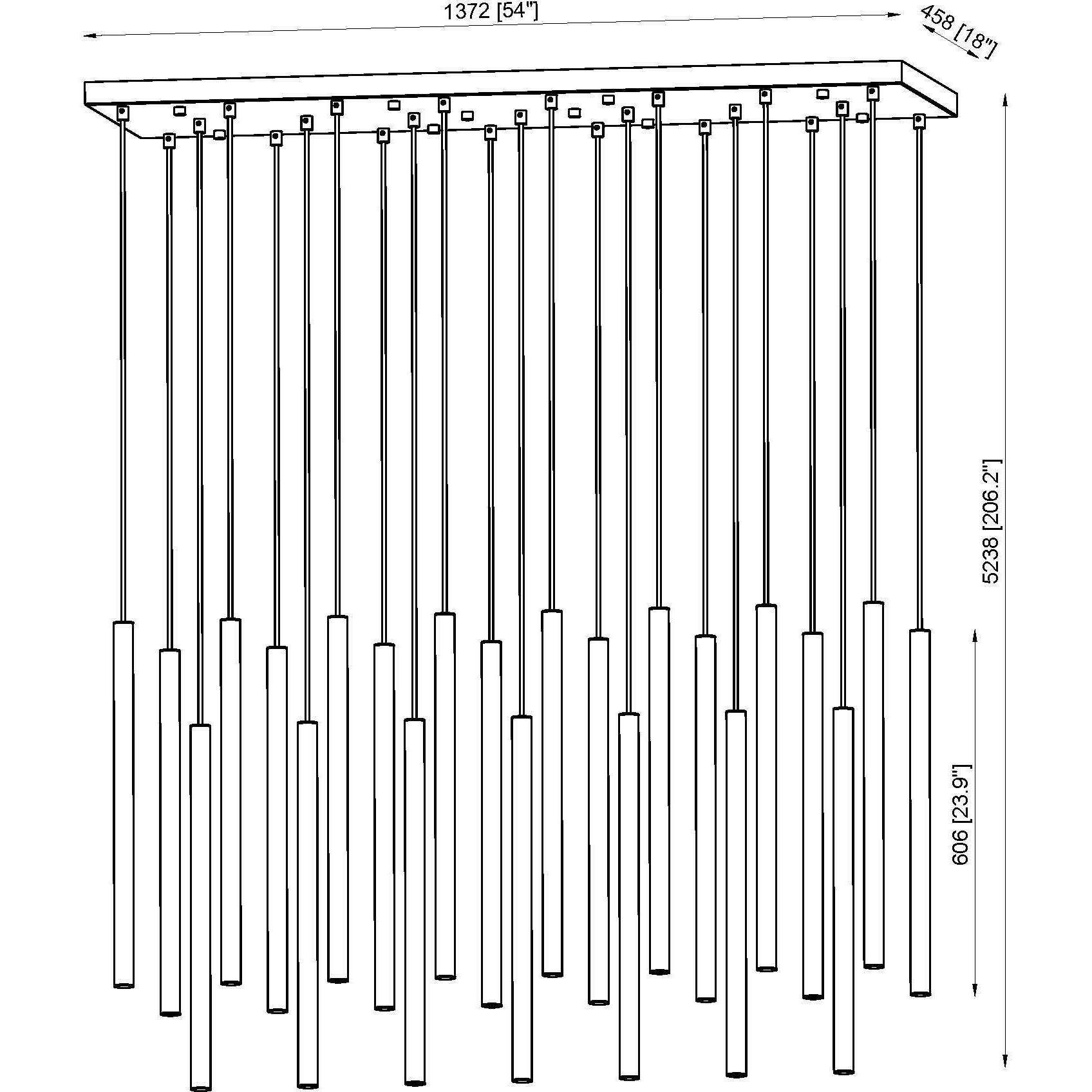 Forest Linear Chandelier Ceiling Light in Modern Gold