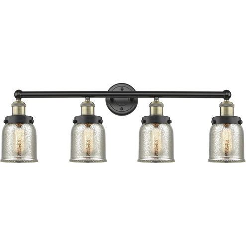 Bell 4 Light 33.5 inch Black Antique Brass Bath Vanity Light Wall Light in Silver Plated Mercury Glass, Small