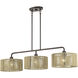 Goldiemesh 3 Light 46 inch English Bronze Linear Chandelier Ceiling Light, Extra Large