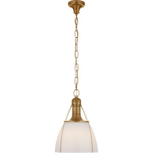 Chapman & Myers Prestwick 1 Light 14 inch Antique-Burnished Brass Pendant Ceiling Light in White Glass