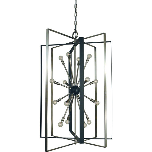 Interstellar 16 Light 33 inch Brushed Nickel with Matte Black Accents Foyer Chandelier Ceiling Light