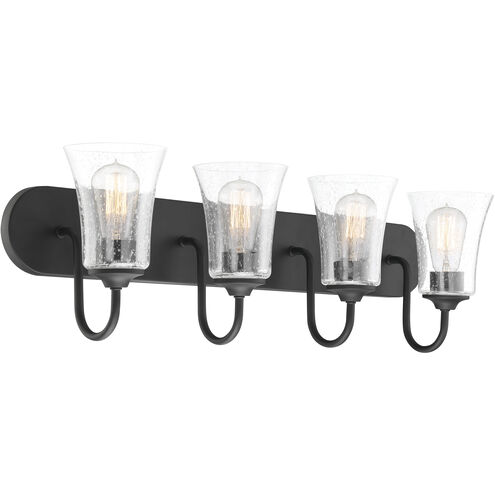 Neighborhood Gwyneth 4 Light 30 inch Flat Black Vanity Light Wall Light in Clear Seeded, Neighborhood Collection