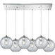 Watersphere 6 Light 30 inch Polished Chrome Multi Pendant Ceiling Light in Hammered Clear Glass, Configurable