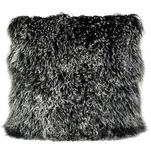 Lamb Fur 22 X 3 inch Black Pillow, Large