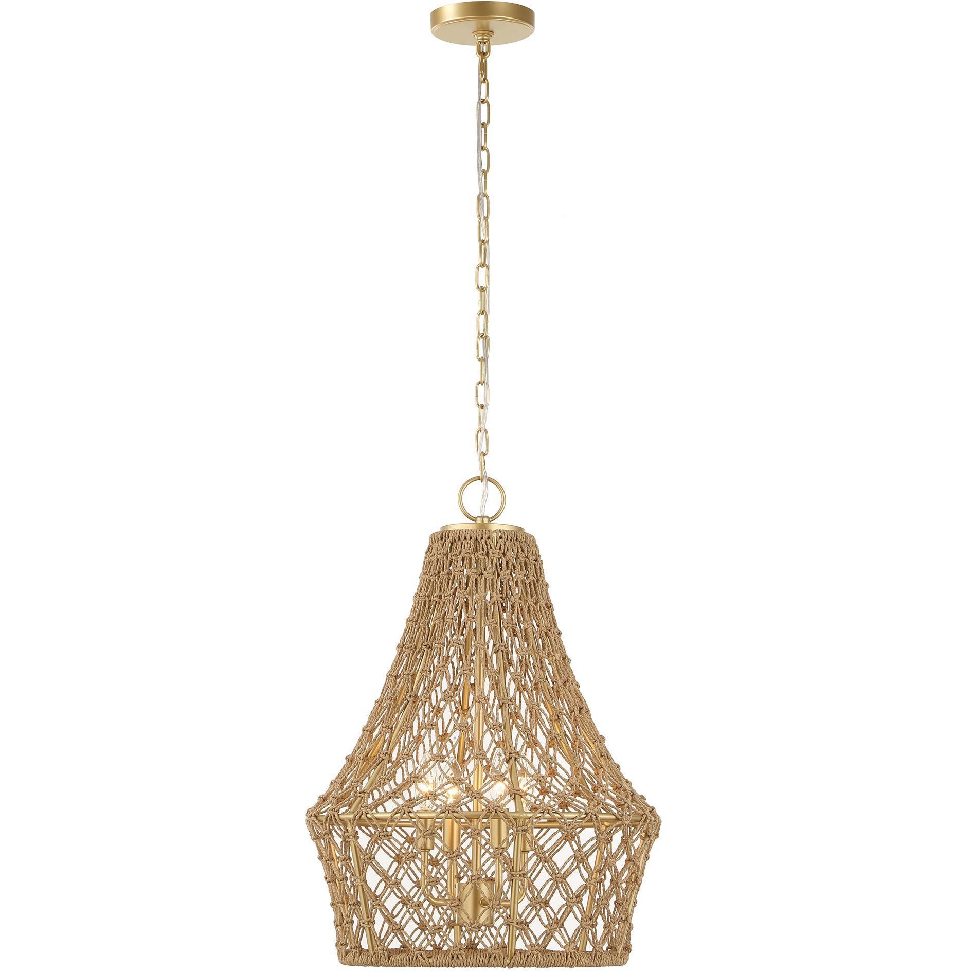 Macrame 4 Light 18 inch Brushed Gold Pendant Ceiling Light