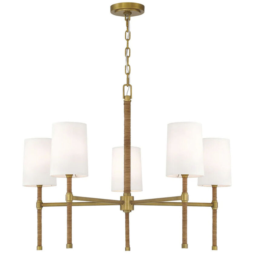 Hampton 5 Light 26 inch Aged Brass Chandelier Ceiling Light