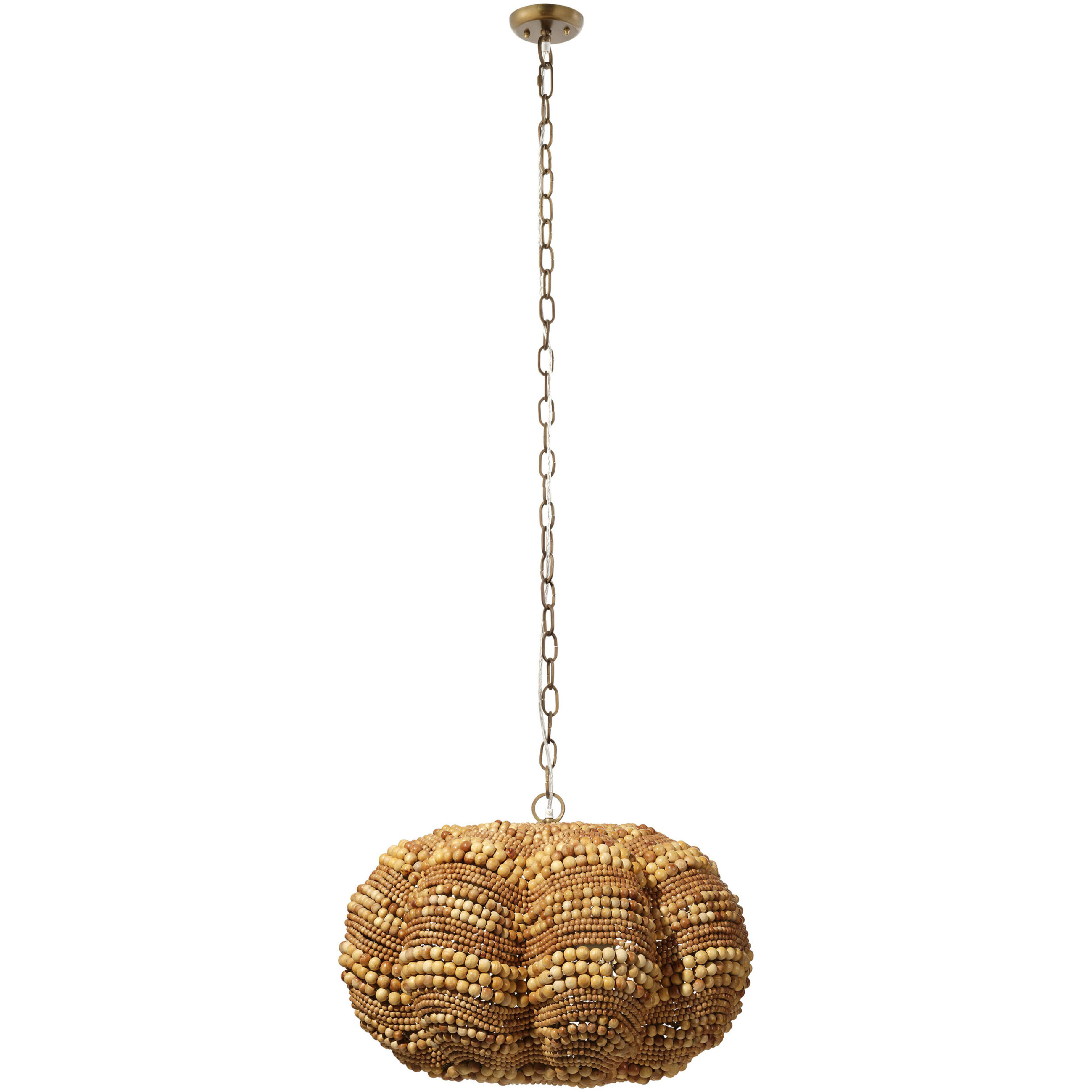 Clamshell 4 Light 27 inch Natural Wood Beads Chandelier Ceiling Light, Small