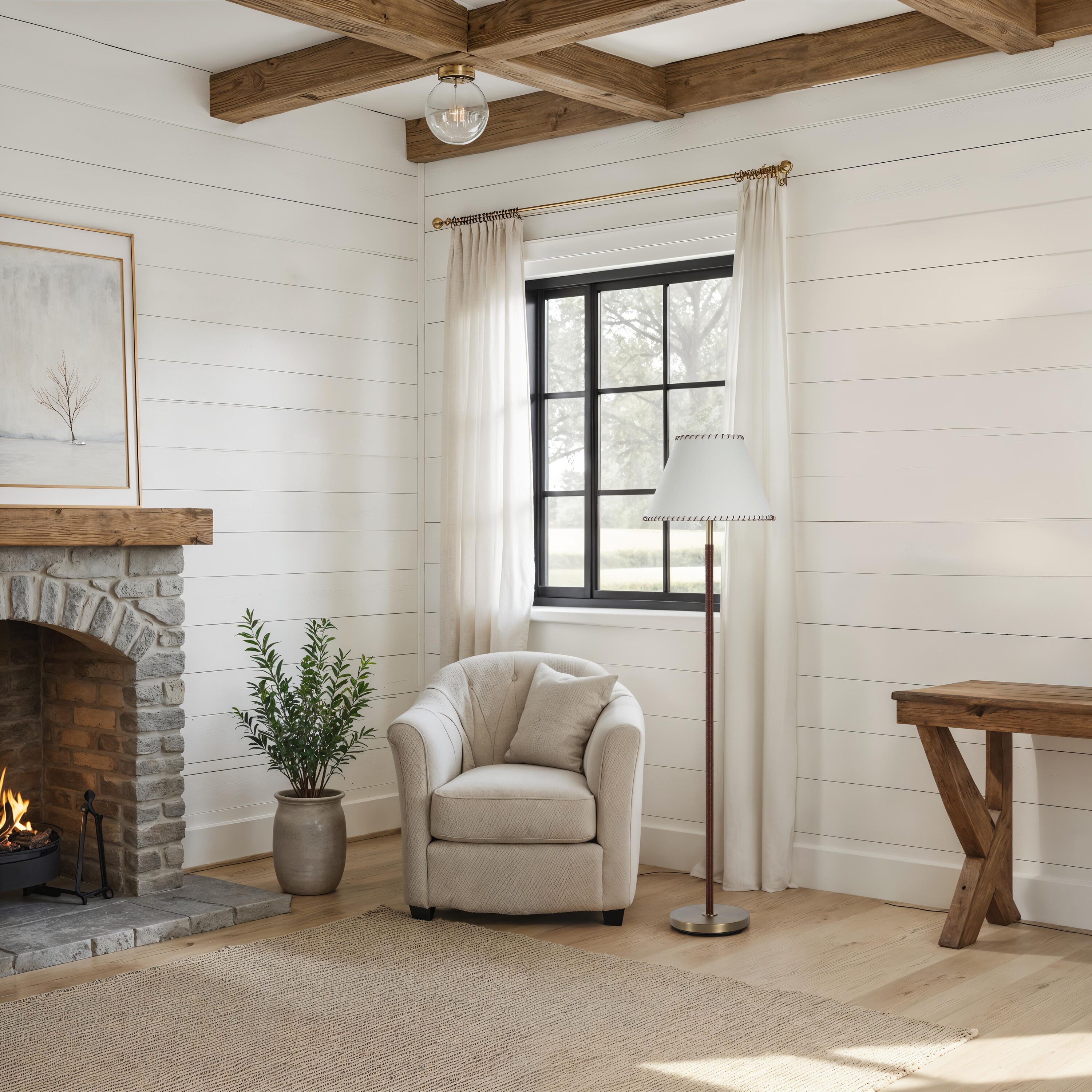 Elea 61 inch Dark Antique Brushed Brass Floor Lamp Portable Light