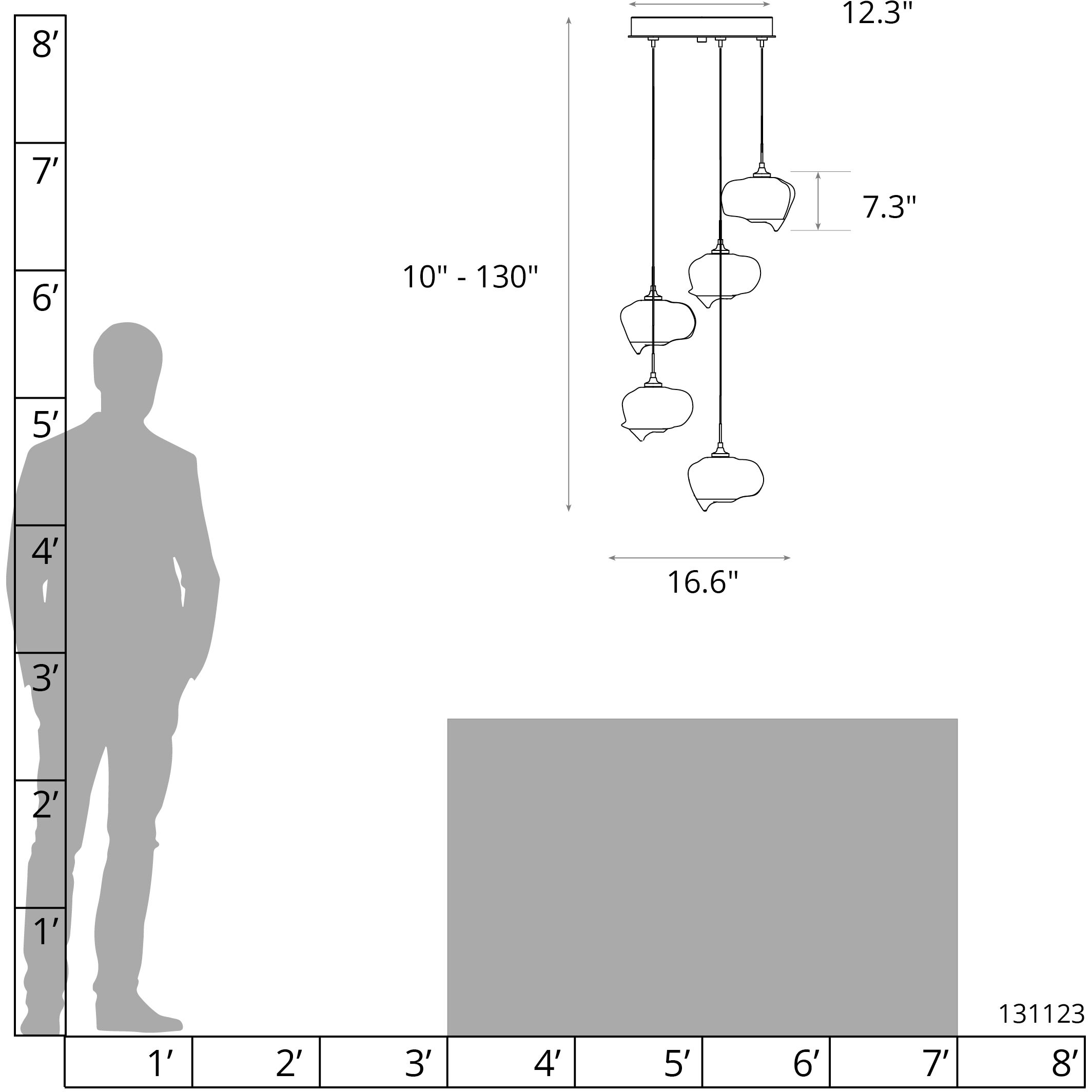 Ume 5 Light 16.6 inch Ink Pendant Ceiling Light in Frosted