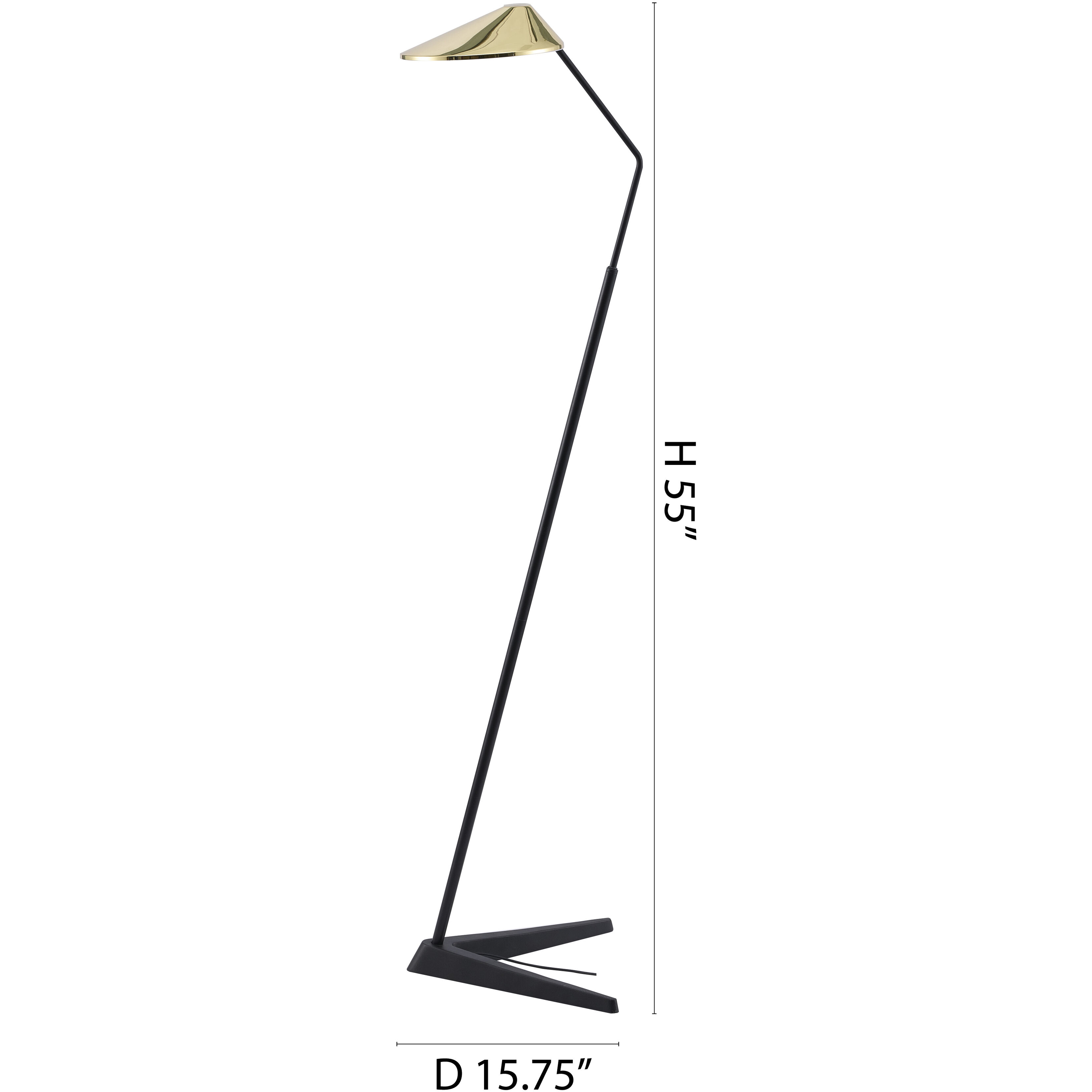 Canada 55 inch 11 watt Black & Stain Brass Floor Lamp Portable Light