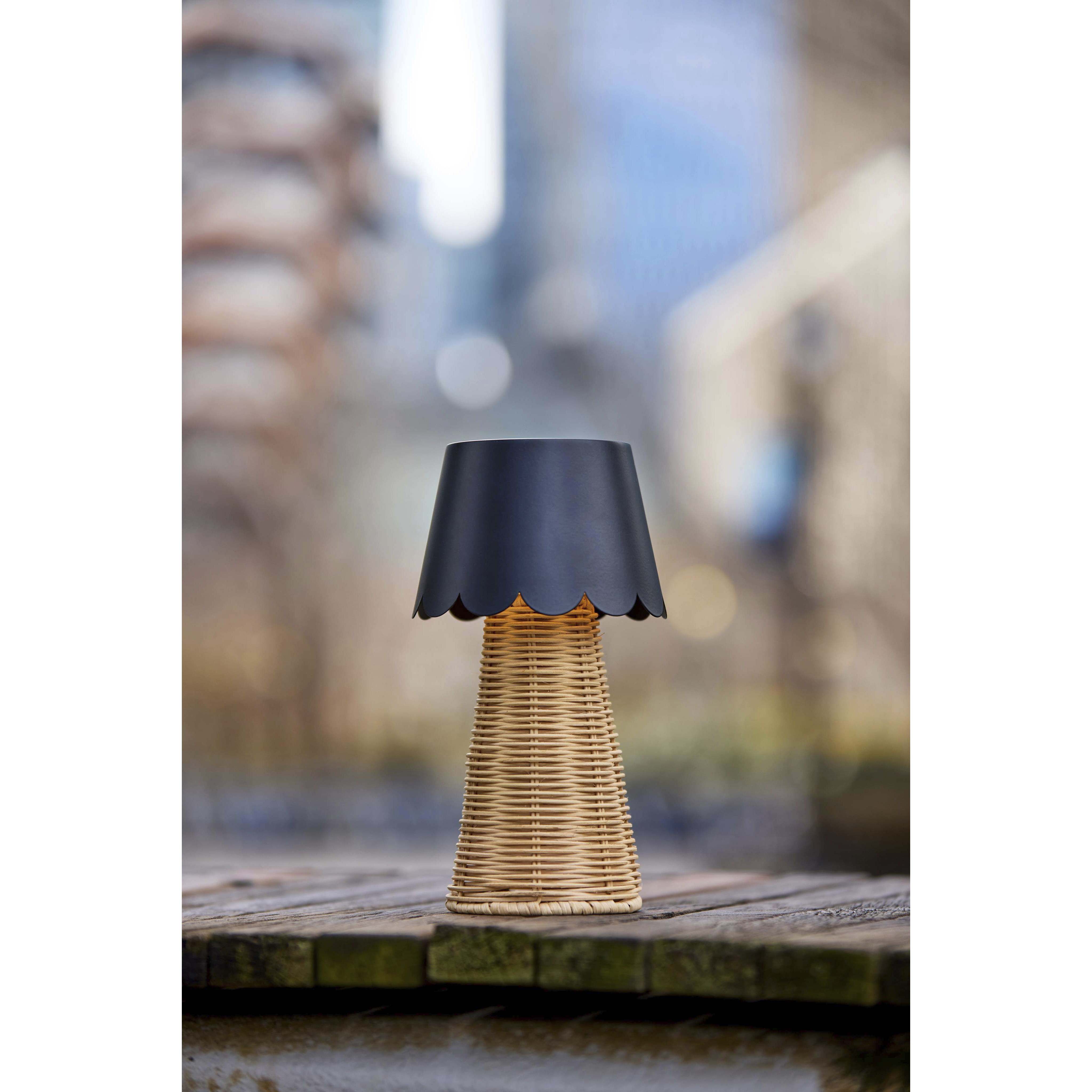 Tory 9.75 inch 2.00 watt Black and Rattan Cordless Table Lamp Portable Light