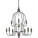 Hartsville 9 Light 30.75 inch Dark Weathered Zinc / Weathered Oak Chandelier Ceiling Light