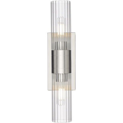 Empire 2 Light 18.5 inch Satin Nickel Bath Vanity Light Wall Light in Clear Glass