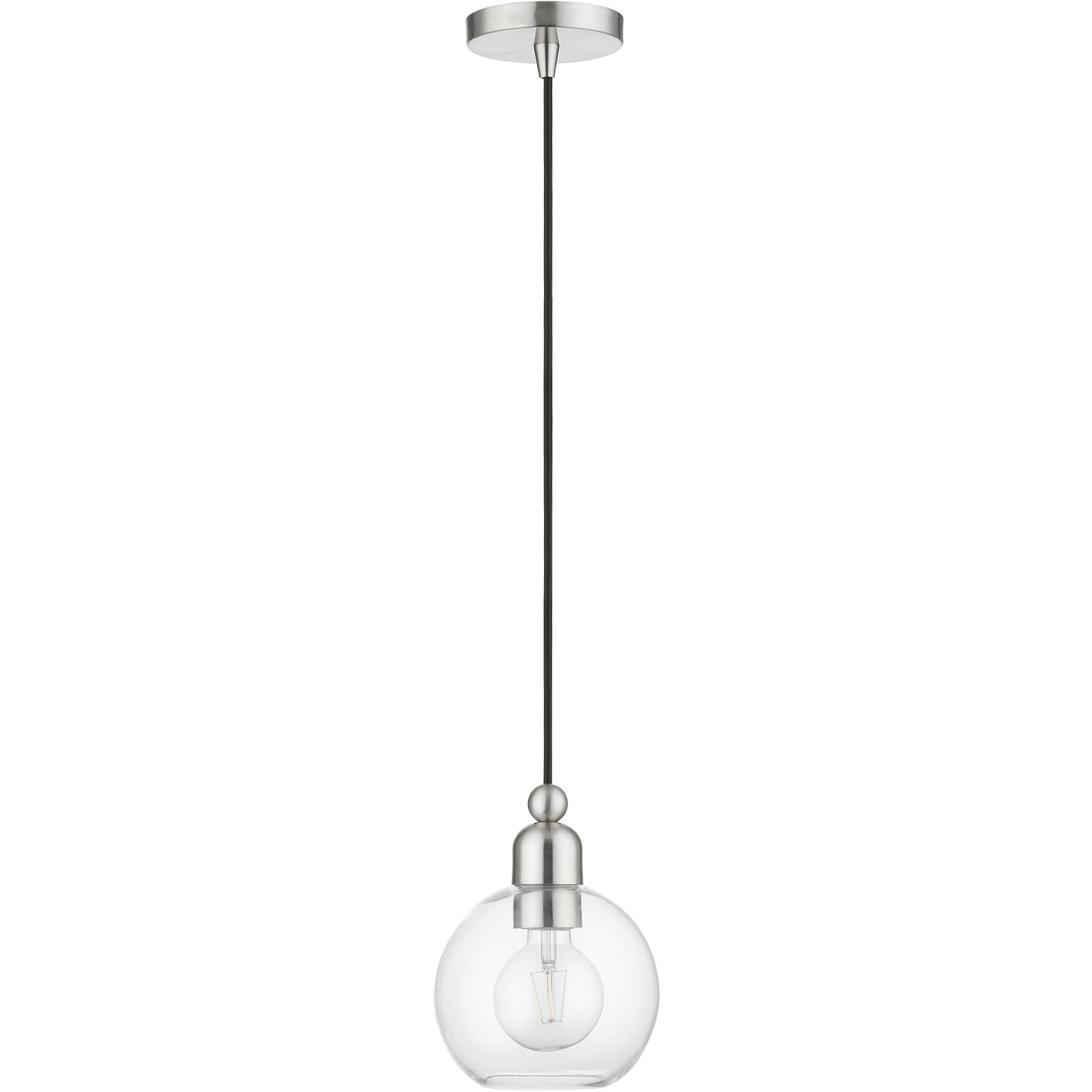 Downtown 1 Light 7 inch Brushed Nickel Mini Pendant Ceiling Light, Sphere