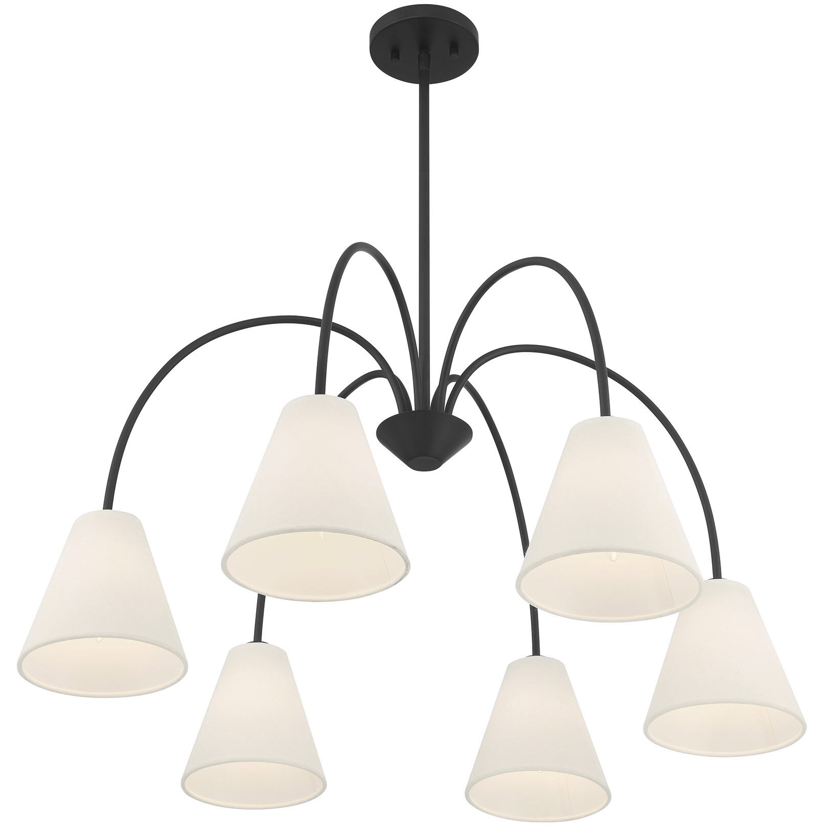 Modern 6 Light 30 inch Matte Black Chandelier Ceiling Light