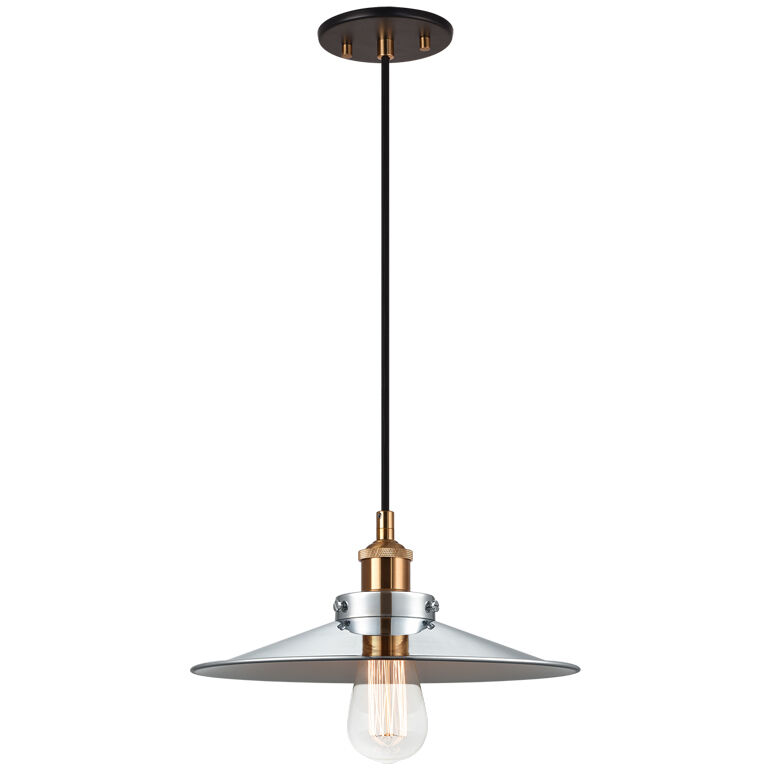 Bulstrode's Workshop 1 Light 11.75 inch Aged Gold Brass Pendant Ceiling Light in Aged Gold Brass and Chrome