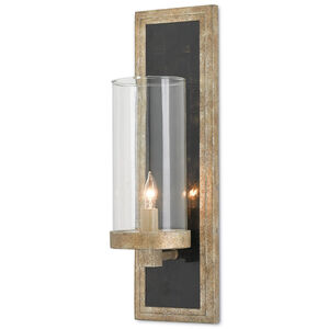 Charade 1 Light 5 inch Antique Silver Leaf/Black Penshell Crackle Wall Sconce Wall Light