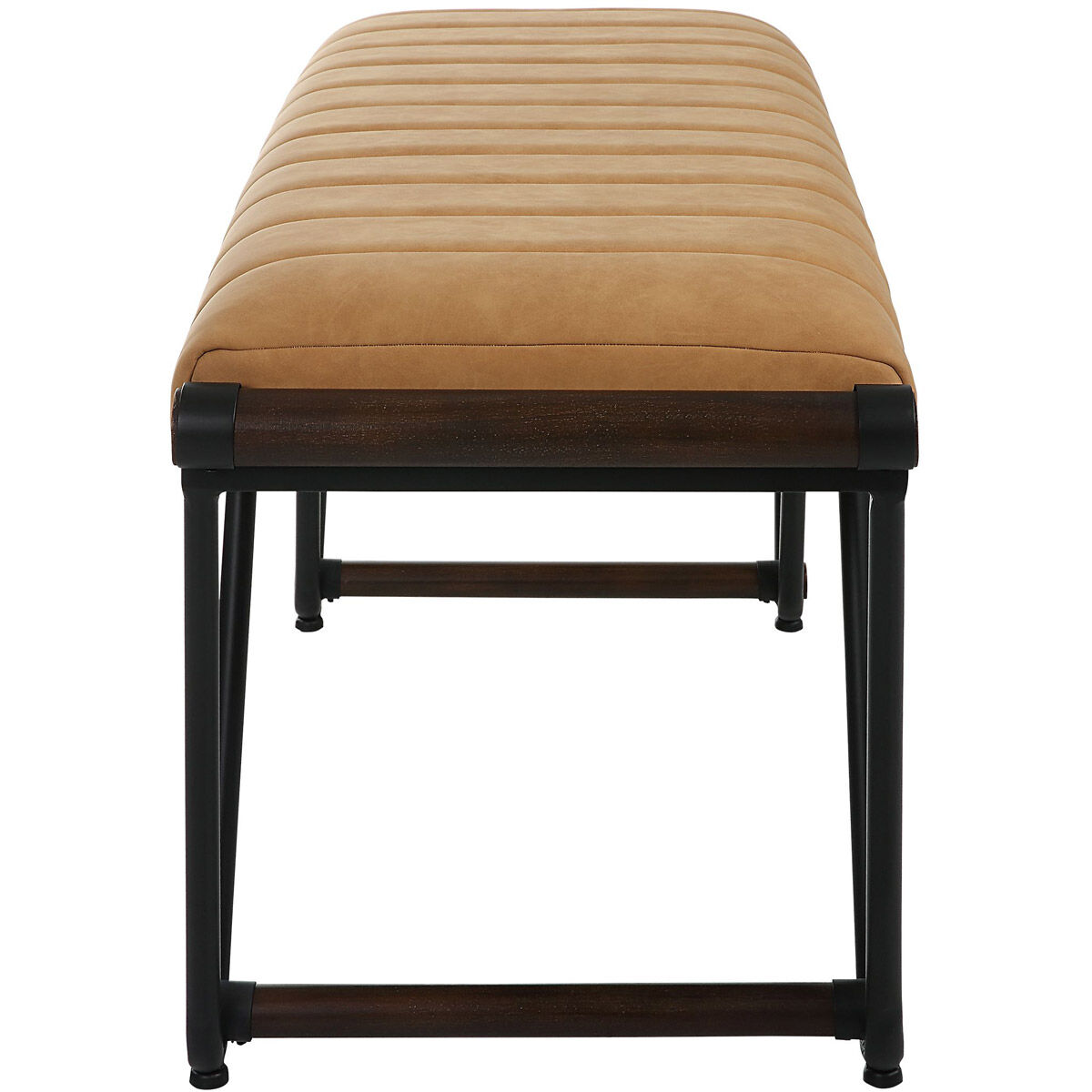 Woodstock Matte Black and Camel Faux Suede Bench