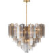 Torvento 15 Light 32.75 inch Legacy Brass Pendant Ceiling Light in Clear,  Grey and Amber Handmade Glass