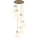 Newton Bell 6 Light 18.63 inch Brushed Brass Multi Pendant Ceiling Light in White Glass