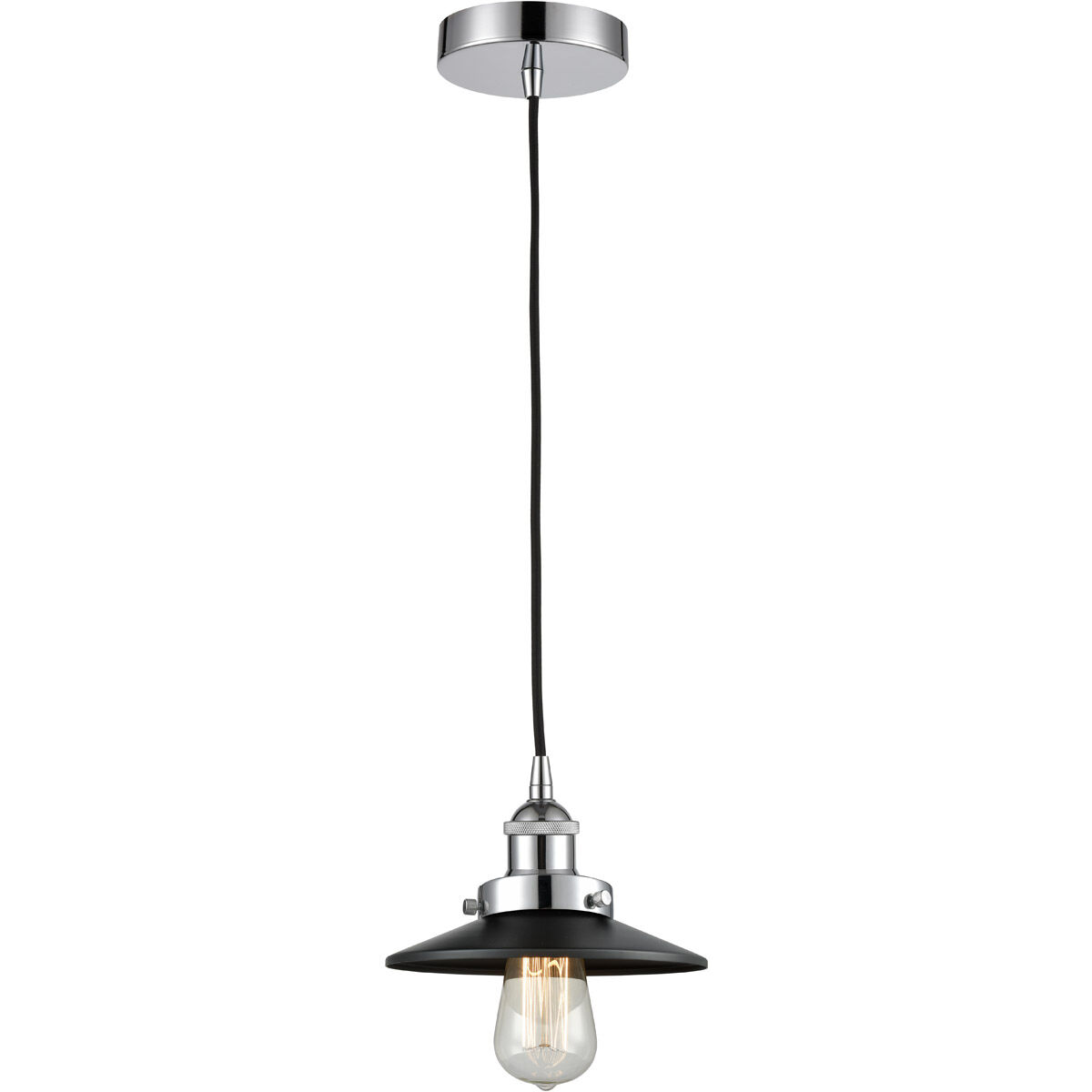Edison Railroad LED 8 inch Polished Chrome Mini Pendant Ceiling Light