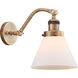 Franklin Restoration Large Cone 1 Light 8 inch Brushed Brass Sconce Wall Light in Matte White Glass, Franklin Restoration