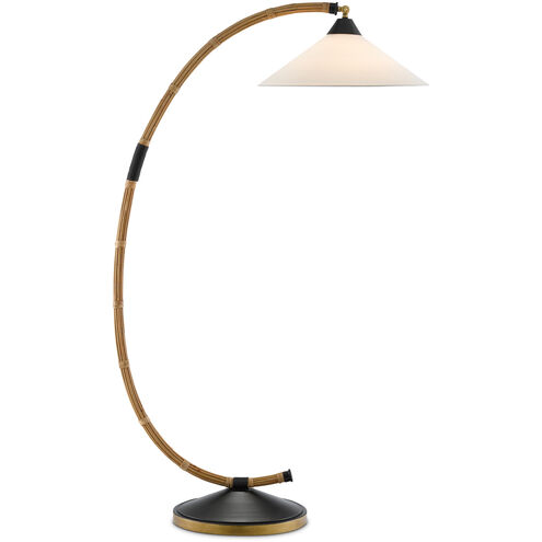 Lisbon 61.5 inch 150 watt Natural/Rattan/New Brass/Satin Black Floor Lamp Portable Light