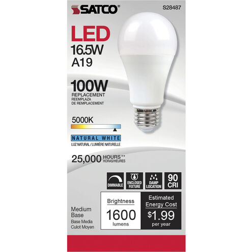 Lumos LED Medium 16.50 watt 120 5000K Light Bulb
