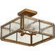 Countervail 4 Light 17.75 inch Clear/Antique Brass Semi-Flush Mount Ceiling Light
