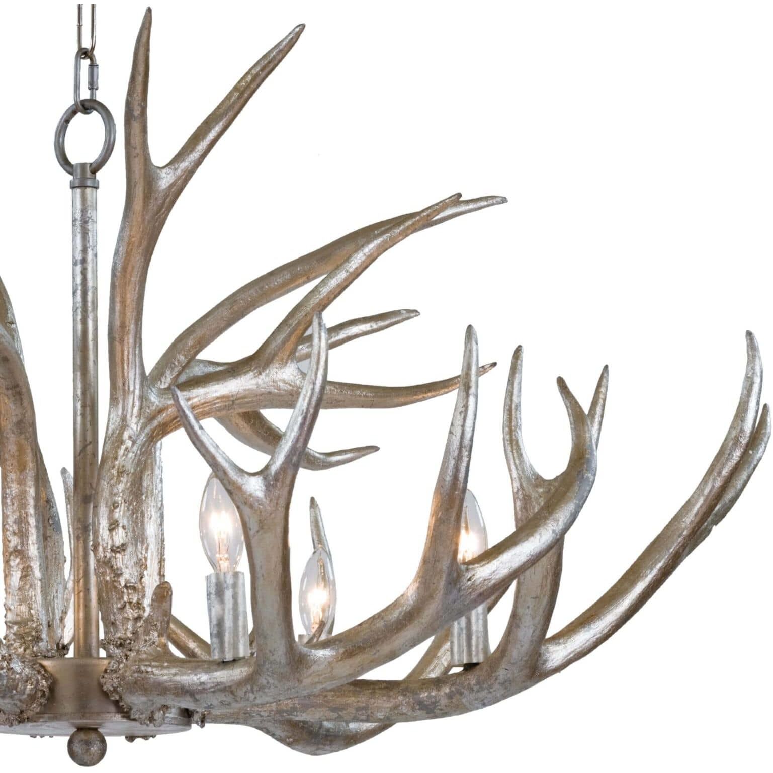Antler 6 Light 33 inch Silver Leaf Chandelier Ceiling Light