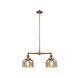 Franklin Restoration Large Bell 2 Light 24 inch Brushed Brass Chandelier Ceiling Light in Silver Plated Mercury Glass, Franklin Restoration