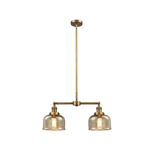 Franklin Restoration Large Bell 2 Light 24 inch Brushed Brass Chandelier Ceiling Light in Silver Plated Mercury Glass, Franklin Restoration
