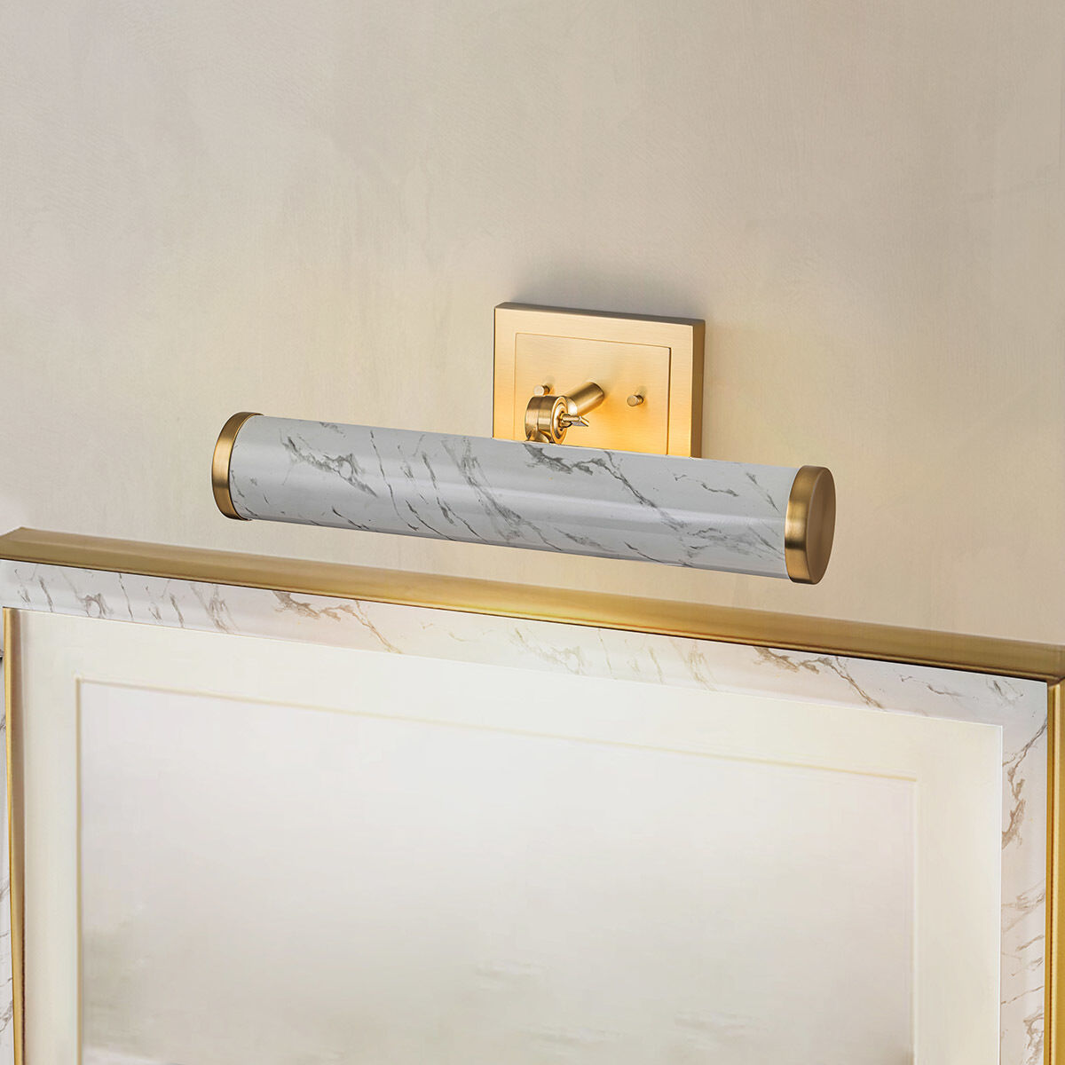 Coates 14 watt 16 inch Carrera Stone Finish and Brushed Brass Picture Light Wall Light
