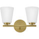 Bri 2 Light 15 inch Lacquered Brass Bath Light Wall Light
