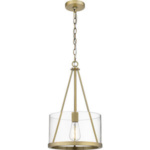 Marissa LED 12 inch Brushed Brass Mini Pendant Ceiling Light in Clear Glass