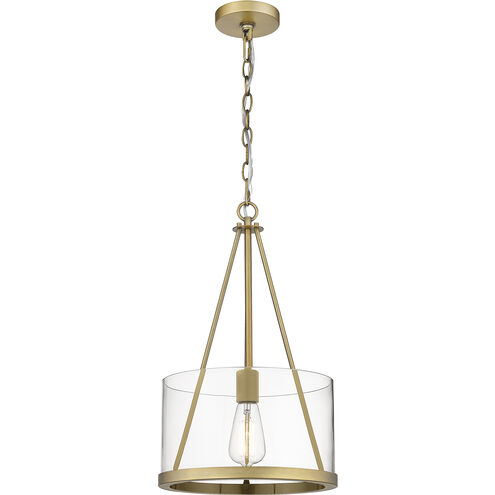 Marissa LED 12 inch Brushed Brass Mini Pendant Ceiling Light in Clear Glass