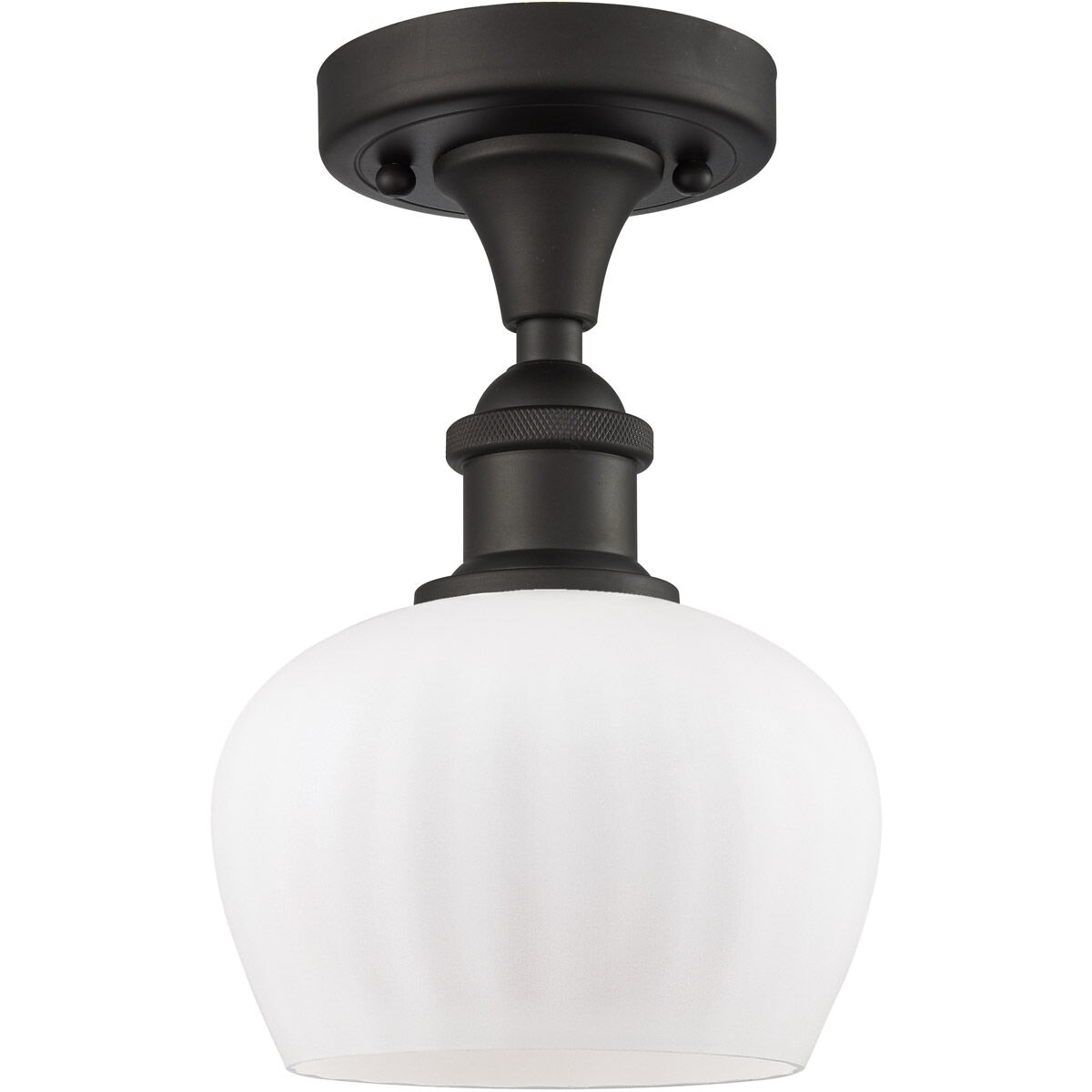 Ballston Fenton LED 7 inch Oil Rubbed Bronze Semi-Flush Mount Ceiling Light in Matte White Glass, Ballston