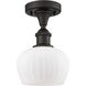 Ballston Fenton LED 7 inch Oil Rubbed Bronze Semi-Flush Mount Ceiling Light in Matte White Glass, Ballston