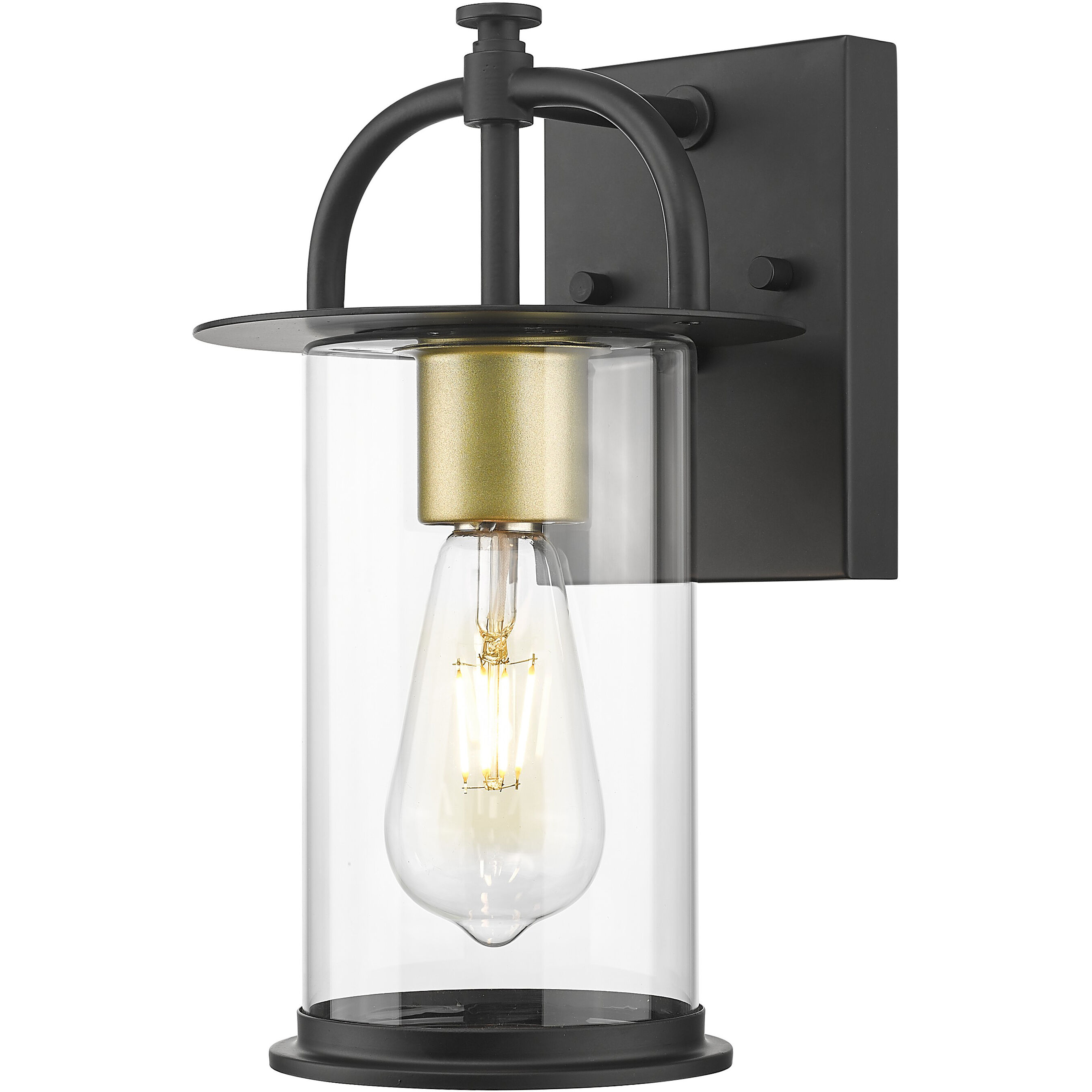Stockwell 1 Light 12 inch Matt Black and Brass Exterior Wall Mount