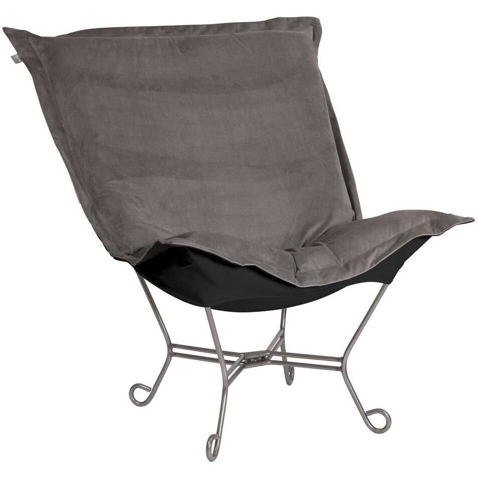 Puff Titanium Frame with Bella Pewter Scroll Chair with Cover