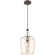 Art Glass 1 Light 9 inch English Bronze Mini Pendant Ceiling Light